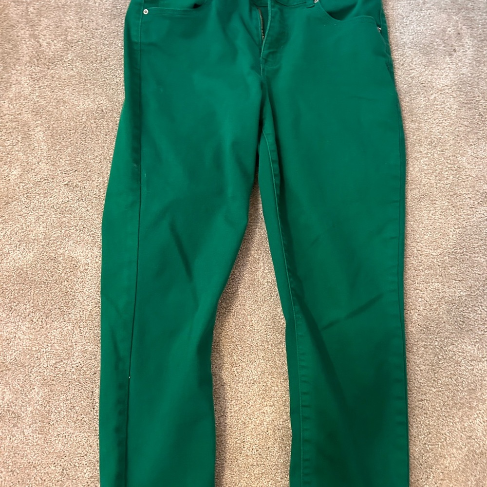 Nicole Miller Vibrant Green Straight Leg Pants